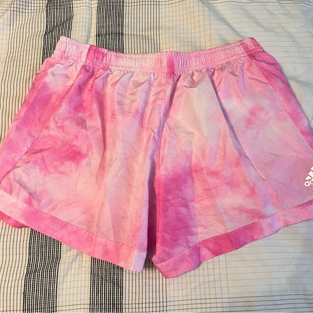 Adidas Pink and White Athletic Shorts